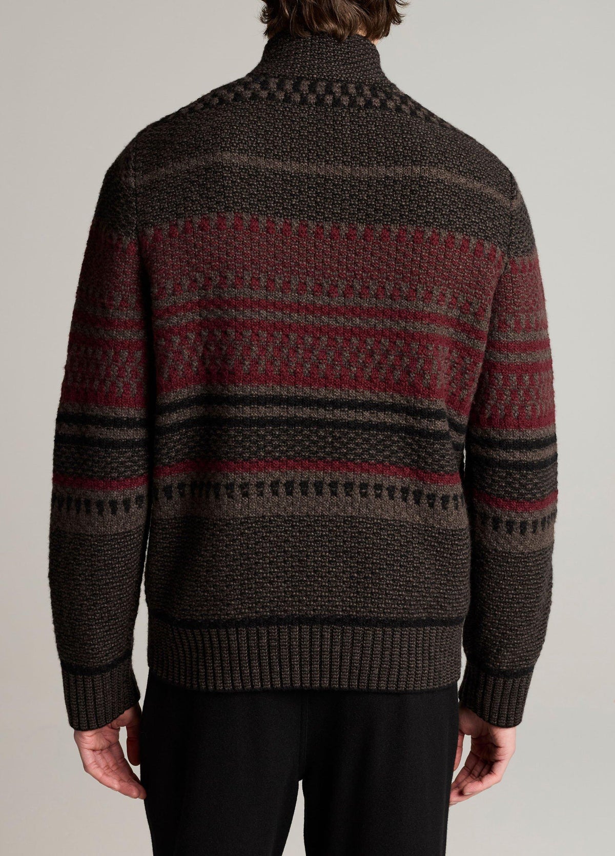 Merino Wool-Blend Variegated Jacquard Quarter-Zip Sweater - US 1530