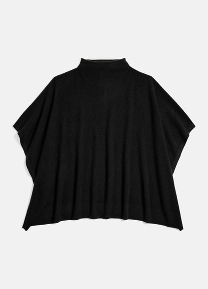 Merino Wool-Cashmere Funnel-Neck Poncho - US 3762