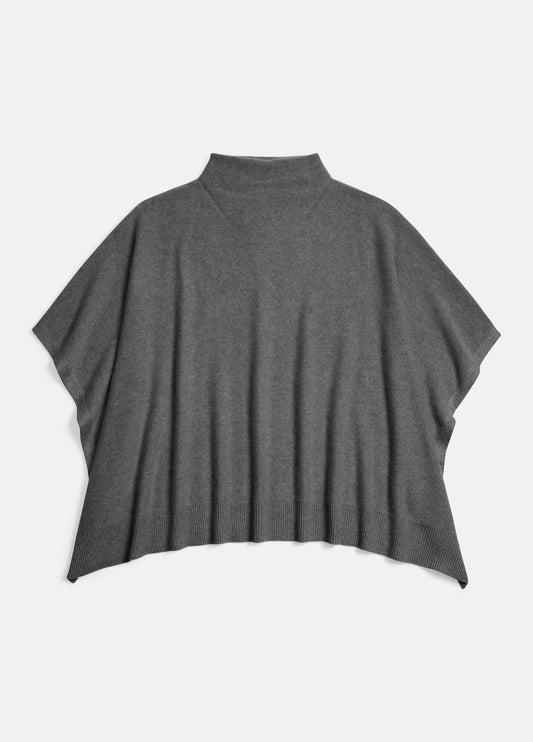 Merino Wool-Cashmere Funnel-Neck Poncho - US 7073