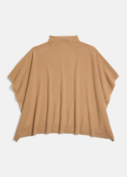 Merino Wool-Cashmere Funnel-Neck Poncho - US 2278