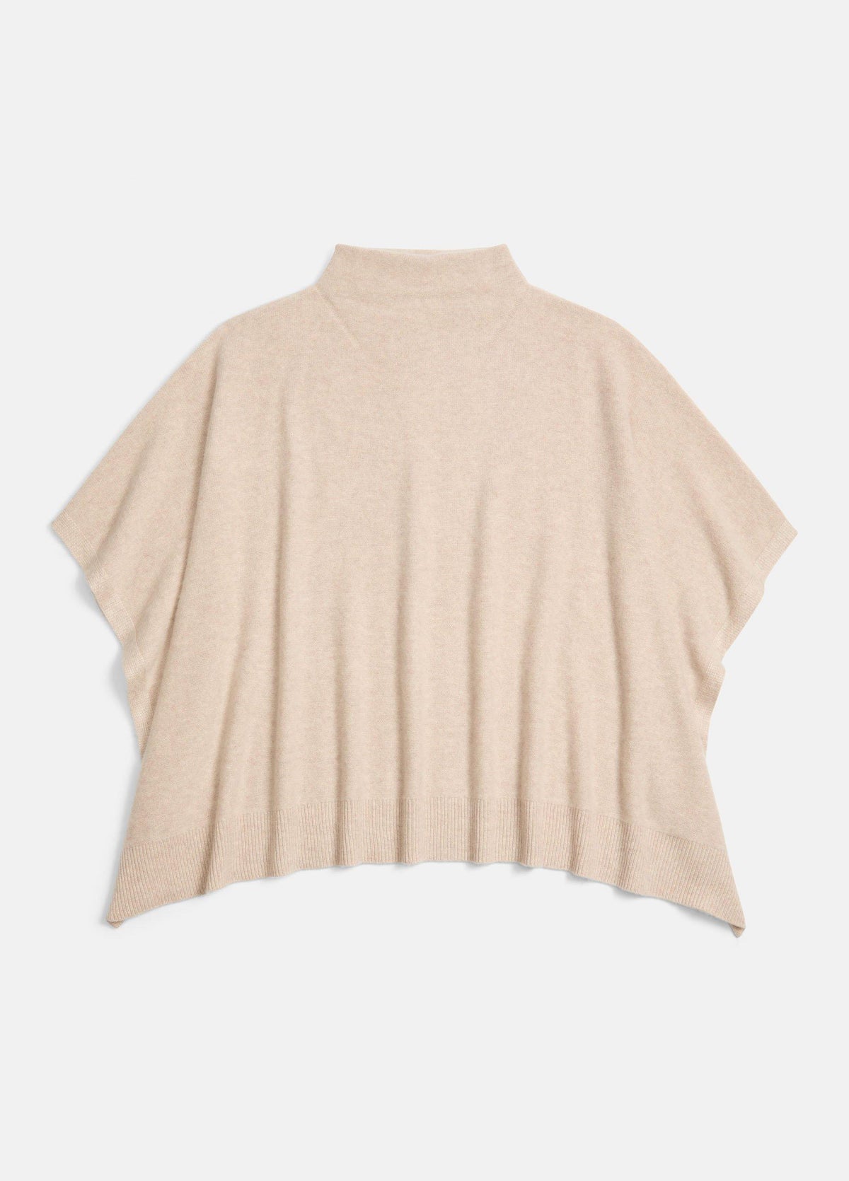 Merino Wool-Cashmere Funnel-Neck Poncho - US 3296