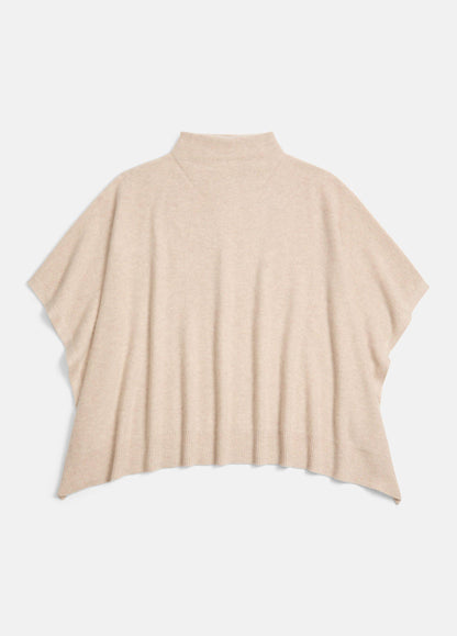 Merino Wool-Cashmere Funnel-Neck Poncho - US 3296