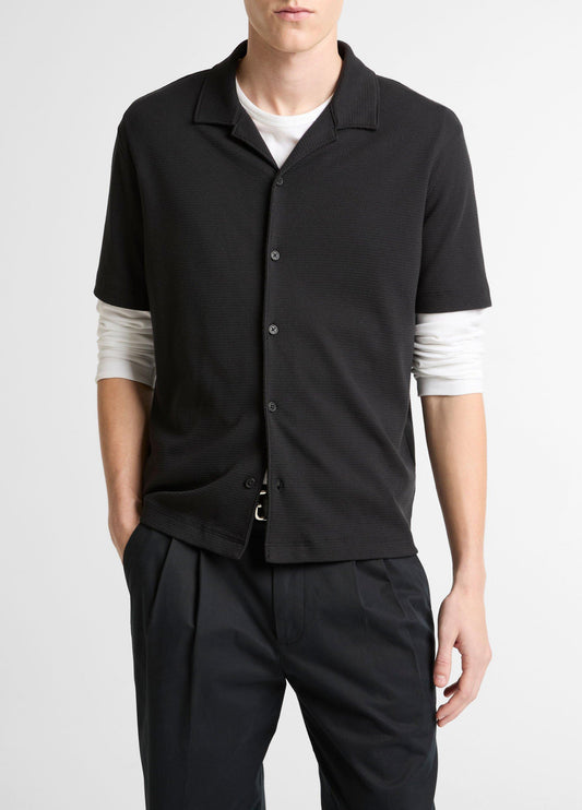 Mesh-Knit Cotton-Blend Cabana Shirt - US 6717