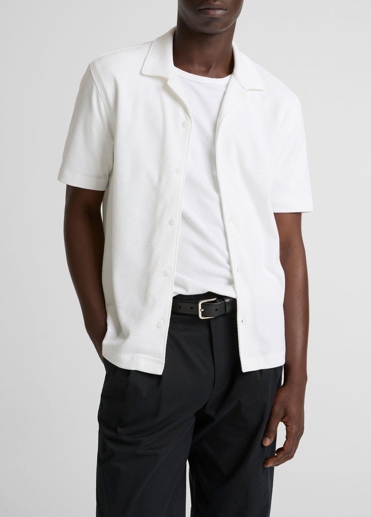 Mesh-Knit Cotton-Blend Cabana Shirt - US 8798