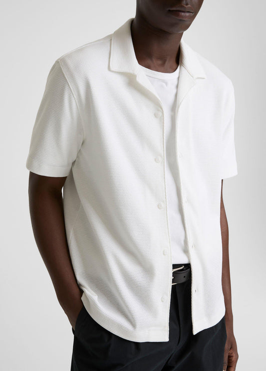 Mesh-Knit Cotton-Blend Cabana Shirt - US 8798