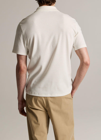 Mesh-Knit Cotton-Blend Snap Polo Shirt - US 7908