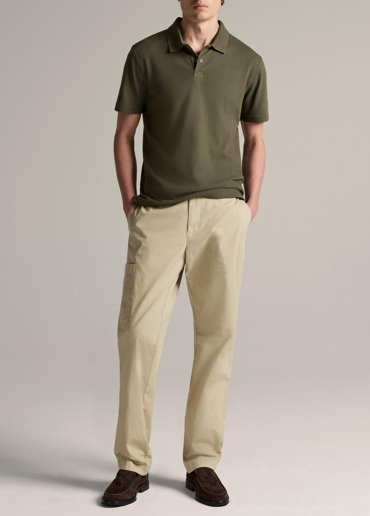 Mesh-Knit Cotton-Blend Snap Polo Shirt - US 7623