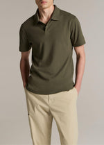Mesh-Knit Cotton-Blend Snap Polo Shirt - US 7623