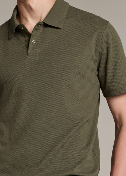 Mesh-Knit Cotton-Blend Snap Polo Shirt - US 7623