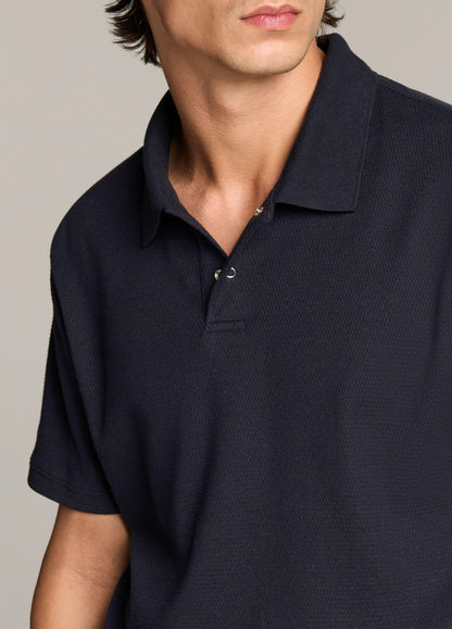 Mesh-Knit Cotton-Blend Snap Polo Shirt - US 6772