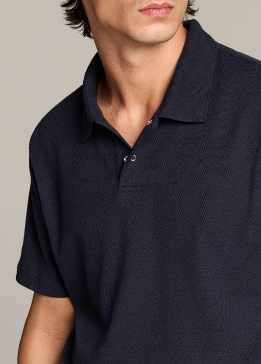 Mesh-Knit Cotton-Blend Snap Polo Shirt - US 6772