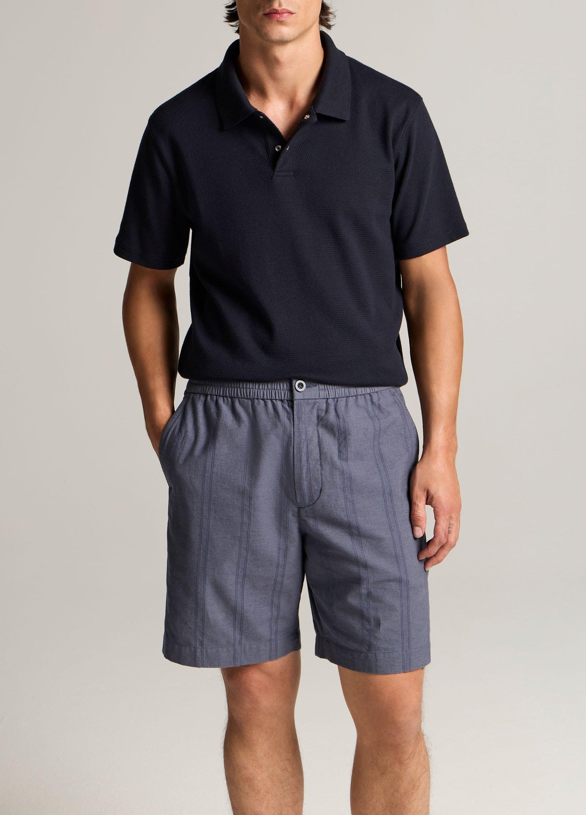 Mesh-Knit Cotton-Blend Snap Polo Shirt - US 6772
