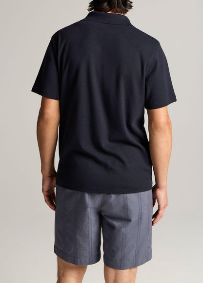 Mesh-Knit Cotton-Blend Snap Polo Shirt - US 6772