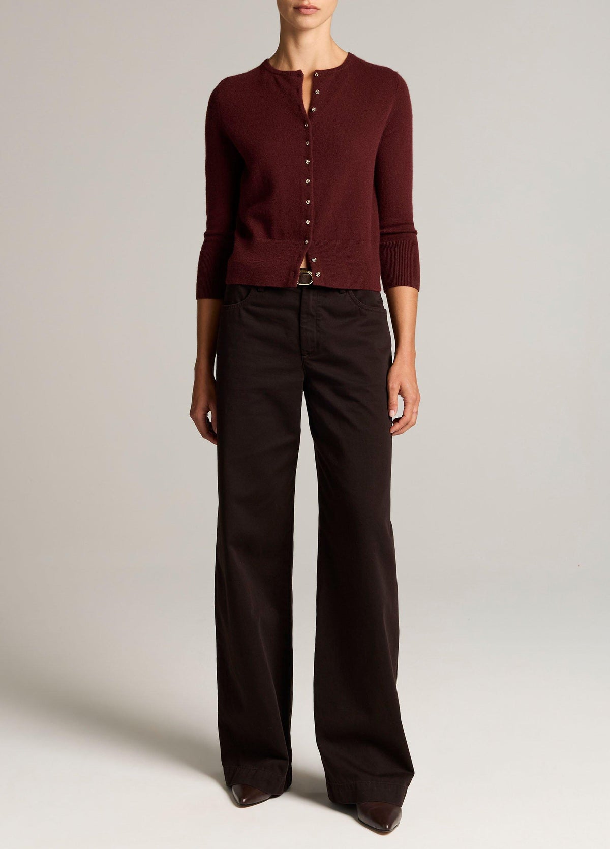 Metal-Button Wool & Cashmere-Blend Cardigan - US 5921
