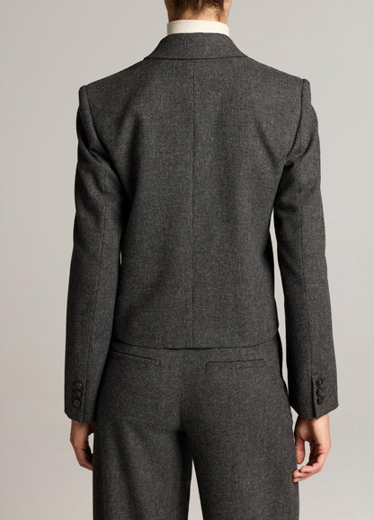 Micro-Houndstooth Italian Wool-Blend Flannel Short Blazer - US 9054