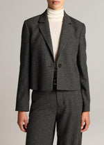 Micro-Houndstooth Italian Wool-Blend Flannel Short Blazer - US 9054