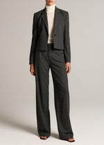 Micro-Houndstooth Italian Wool-Blend Flannel Wide-Leg Trouser - US 0841