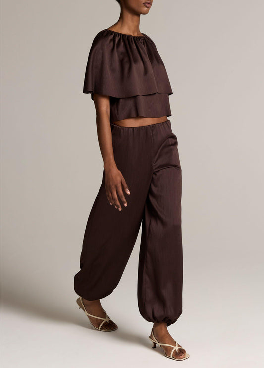 Mid-Rise Plissé Drawcord-Hem Pant - US 4613