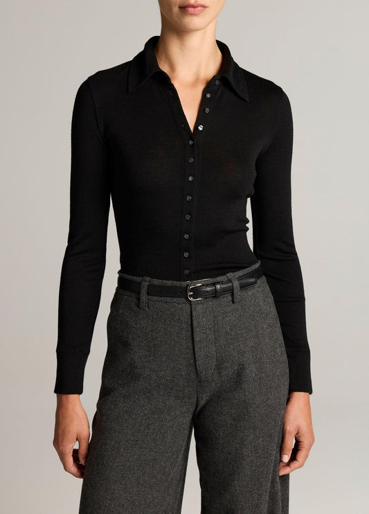 Multi-Button Collared Cardigan Top - US 5746