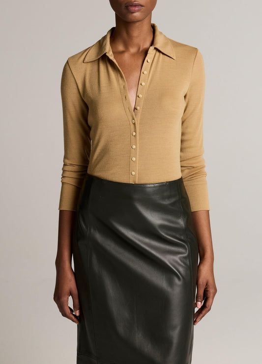 Multi-Button Collared Cardigan Top - US 6889