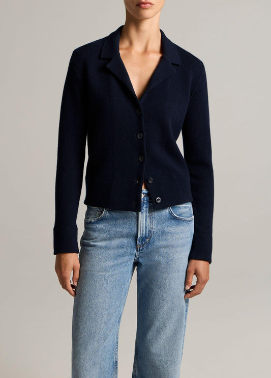 Notch-Collar Double-Face Wool-Blend Cardigan - US 3884