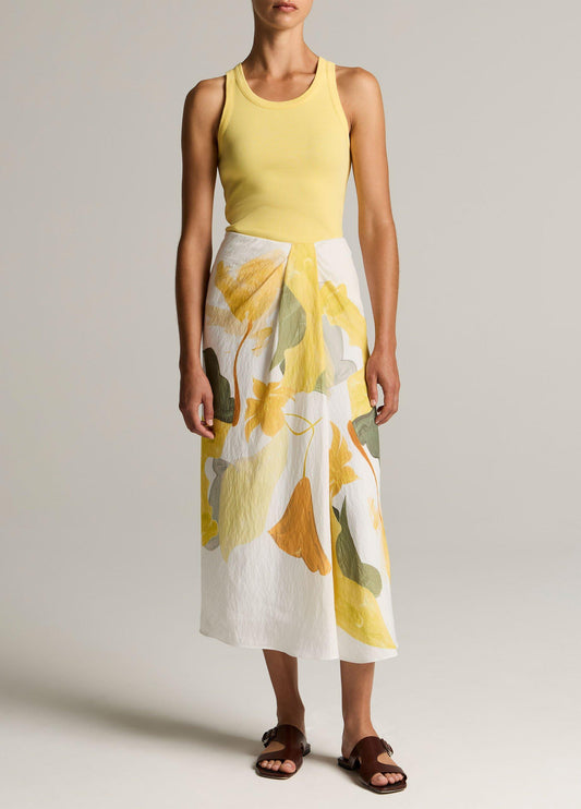 Painted Abstract Floral Draped Skirt - US 5841