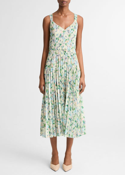Painted Garden Pleated Slip Dress - US 7017