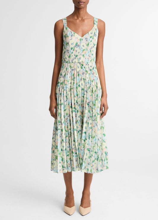 Painted Garden Pleated Slip Dress - US 7017