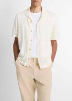 Patchwork Pointelle Short-Sleeve Shirt - US 9117