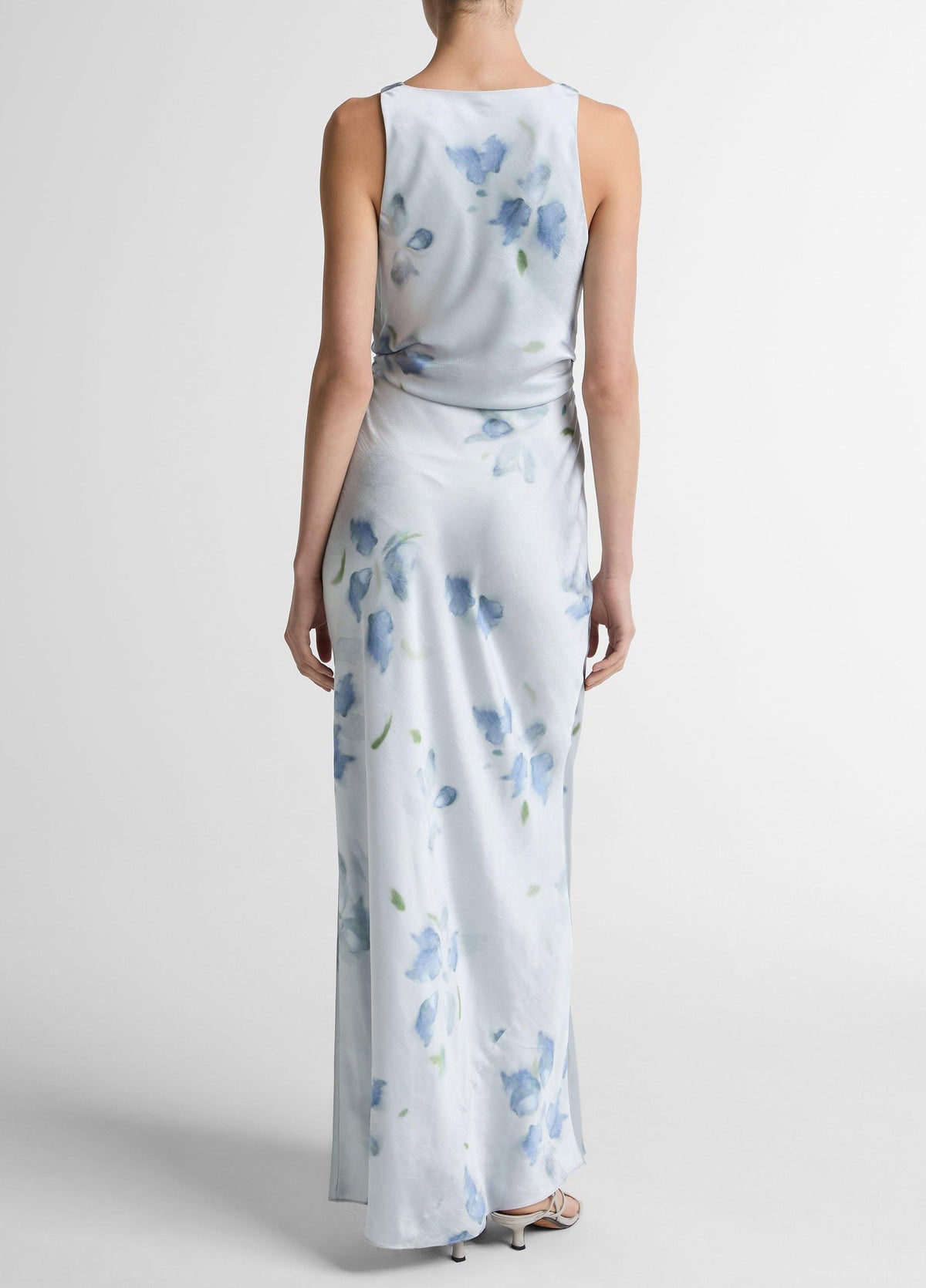 Petal Blur Satin Twist-Shoulder Dress - US 7011