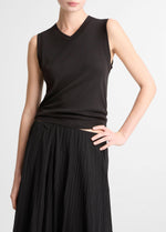 Pima Cotton-Blend High V-Neck Shell - US 1908