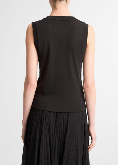 Pima Cotton-Blend High V-Neck Shell - US 1908