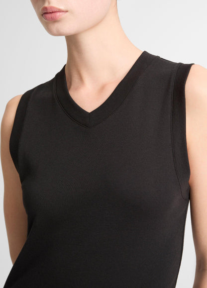 Pima Cotton-Blend High V-Neck Shell - US 1908