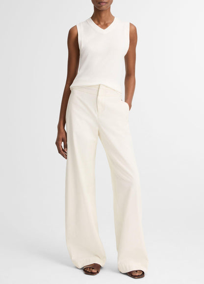 Pima Cotton-Blend High V-Neck Shell - US 1386