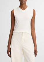 Pima Cotton-Blend High V-Neck Shell - US 1386