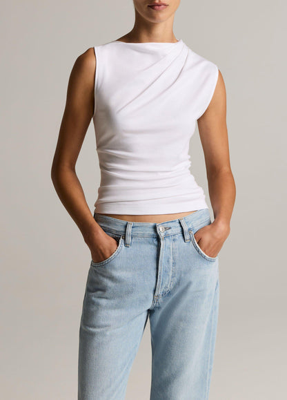 Pima Cotton Draped Sleeveless Top - US 6597