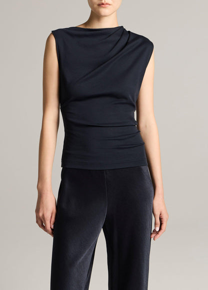 Pima Cotton Draped Sleeveless Top - US 3827