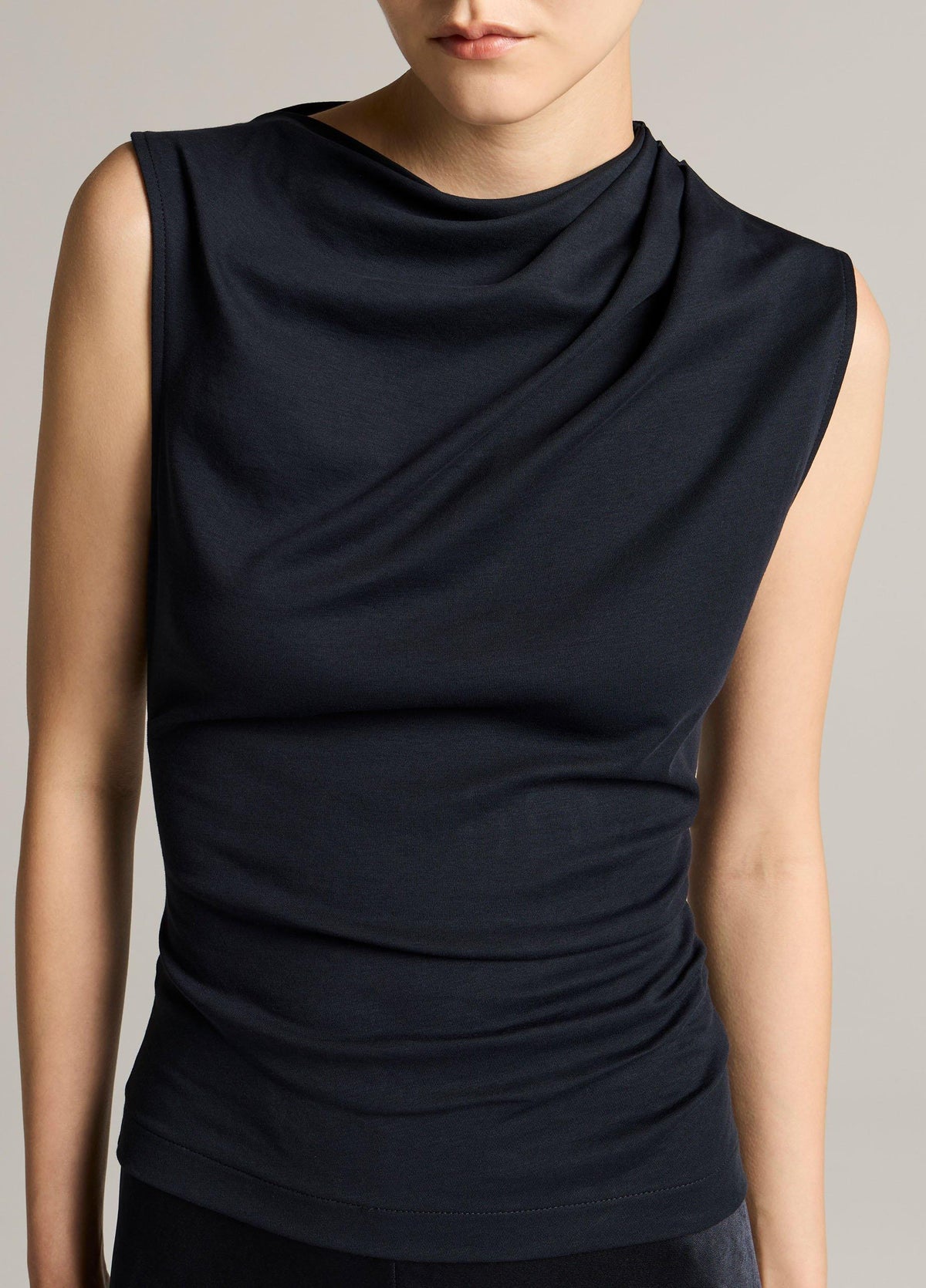 Pima Cotton Draped Sleeveless Top - US 3827