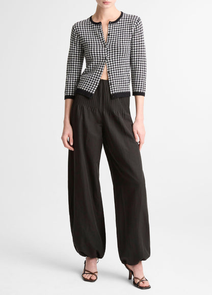 Pintuck High-Rise Wide-Leg Drawcord-Hem Pant - US 6131