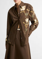 Placed Iris Cotton Button-Front Shirt - US 4398