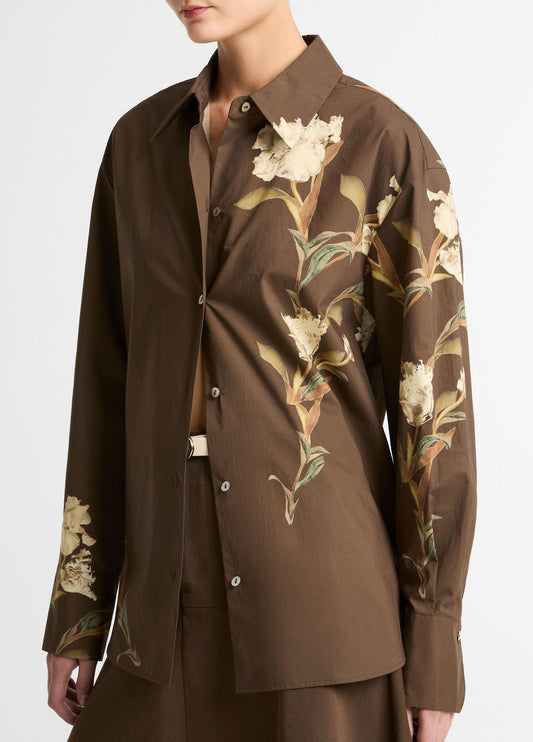 Placed Iris Cotton Button-Front Shirt - US 4398