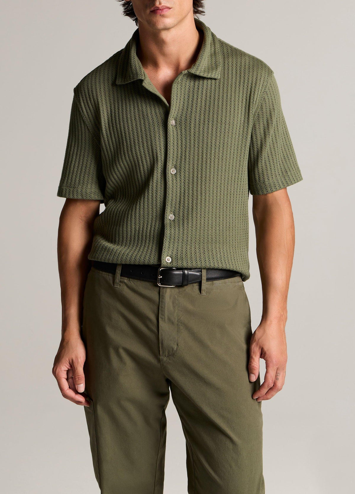 Pointelle Cotton-Blend Button-Front Shirt - US 7052