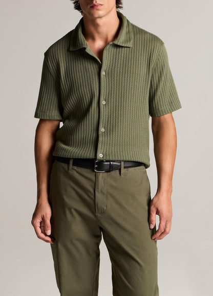 Pointelle Cotton-Blend Button-Front Shirt - US 7052