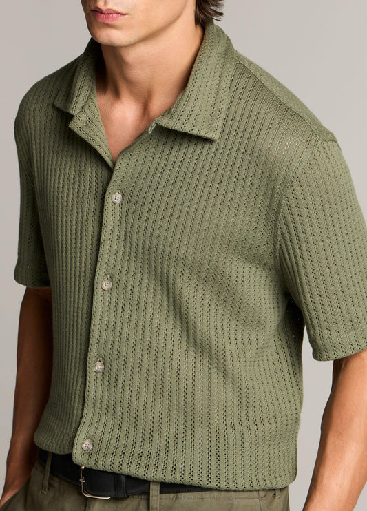 Pointelle Cotton-Blend Button-Front Shirt - US 7052