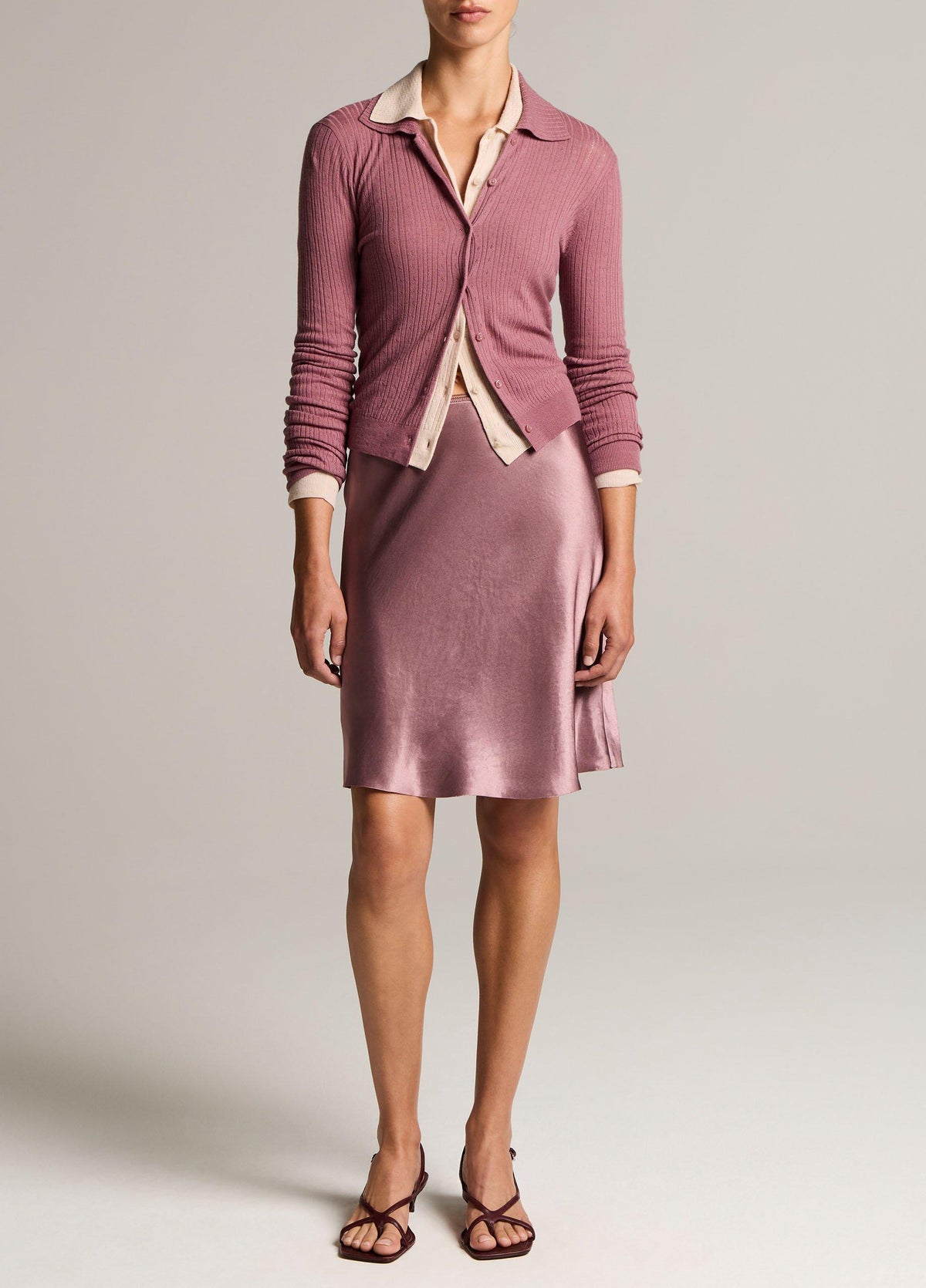 Pointelle Wool Collared Cardigan - US 6196