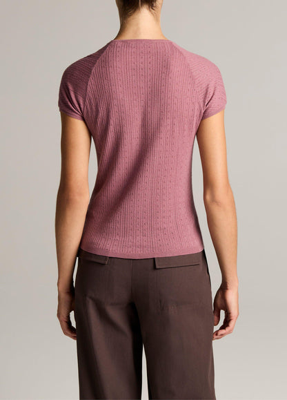 Pointelle Wool Short-Sleeve Sweater - US 2168
