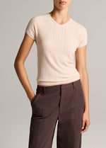 Pointelle Wool Short-Sleeve Sweater - US 0396