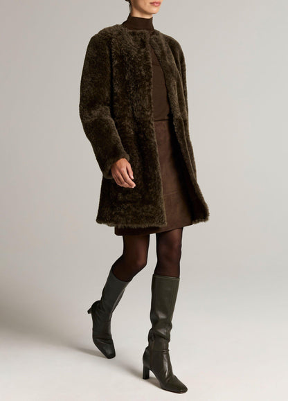 Reversible Shearling Car Coat - US 0842