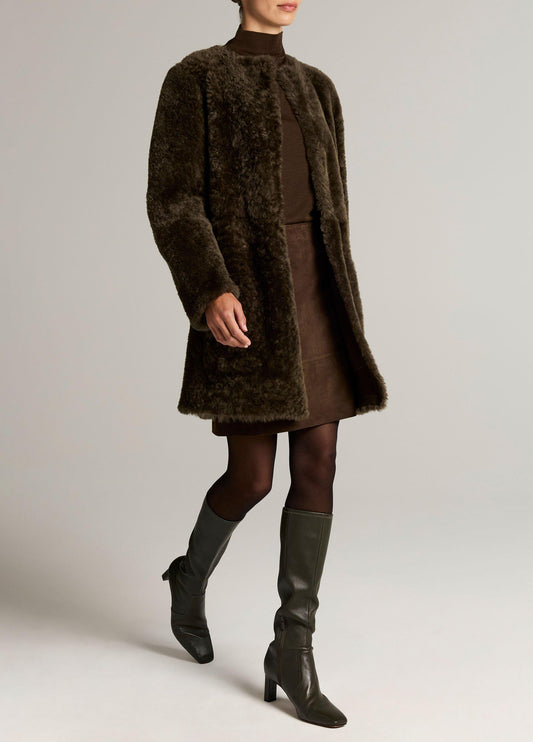 Reversible Shearling Car Coat - US 0842