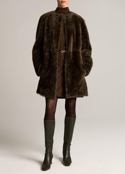 Reversible Shearling Car Coat - US 0842
